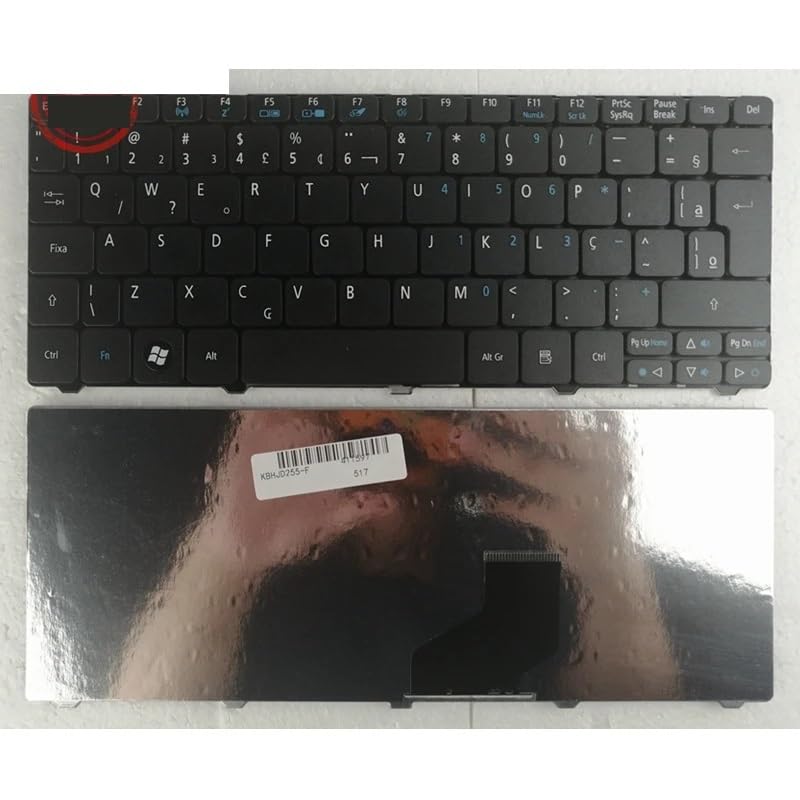 US/UK/RU/BR/SP/FR Keyboard for Acer for D255 D256 D257 D260 D270 D271 N55C ZH9 ZE6 E350 ONE 522 533 532G 532H 521 AO522 eMD350 EM350 Easy to Replace(BR Black)