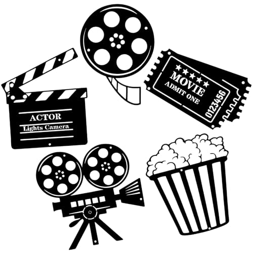 TOPPERFUN 5 Piezas Decoración de Pared de Cine en Casa de Metal,