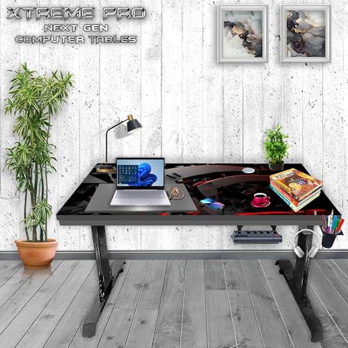 Image of Xtreme PRO Direct Theme Printed Computer Desk for Gaming, Work & Study. Large for PC, Dual Monitors, iMac, and Laptops. Metal & Engineered Wood. Black Stand Desk. 4 Feet-XPB4 (XPB425-CT-189)