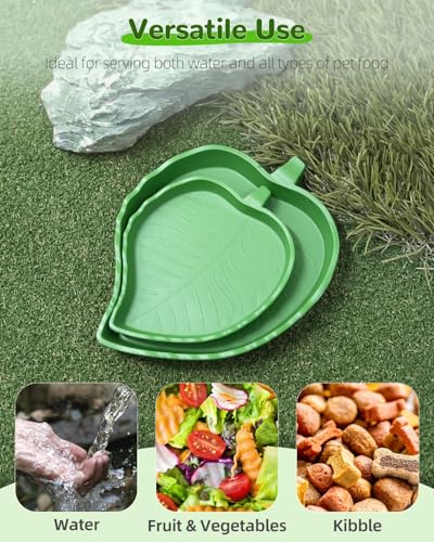 image for Pawfly 2 Pcs Leaf Reptile Water Dish, Reptile Water Bowl, Tortoise Hab