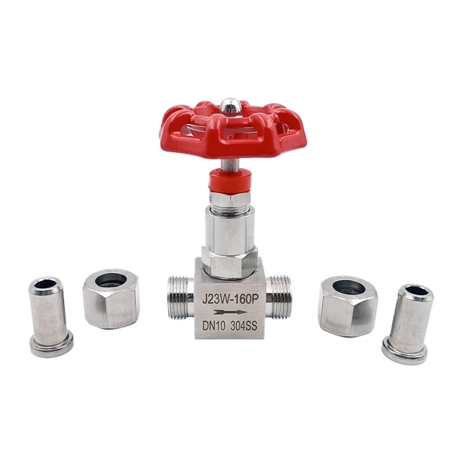 Válvula de cierre Válvula de globo de alta presión de acero inoxidable 304 de 1/4", 3/8" y 1/2" J23W-160P con rosca externa soldada Válvula de aguja soldada(1/2")