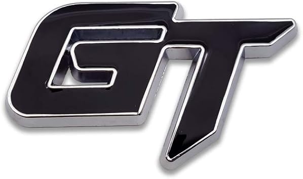 Chrome Metal GT Logo Car Emblem Premium 3D Badge Auto Racing Sport Sticker Grand Tourer Decal Black