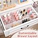 Hiitytin 15 Pcs Extendable Clear Drawer Organizer, All Adjustable Vanity Storage Box, 2-Size Desk Drawer Organizer, Acrylic Storage Bins for Makeup, Bedroom Dressers Tool Organizer for Gadgets, Pink