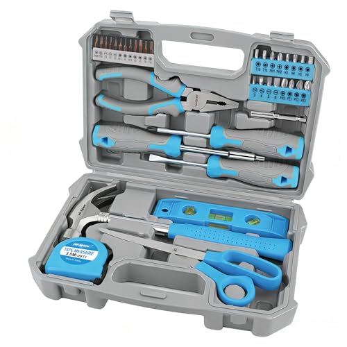 Hi-Spec 42pc Household DIY Tool Kit, Blue Handy Set with Essential Hand Tools for Home, Office & College Dorm – Starter Basic Toolbox for Repair & Maintenance with Storage