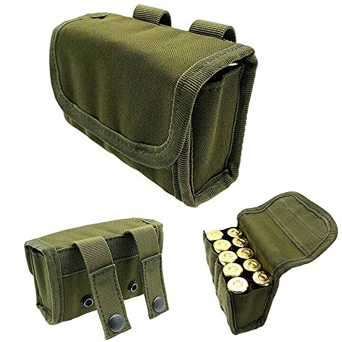 FIRECLUB 10 Round Shotgun Shotshell Reload Holder Molle Pouch for 12 Gauge 20G 5.1 x3.5 x1.77 (ArmyGreen)