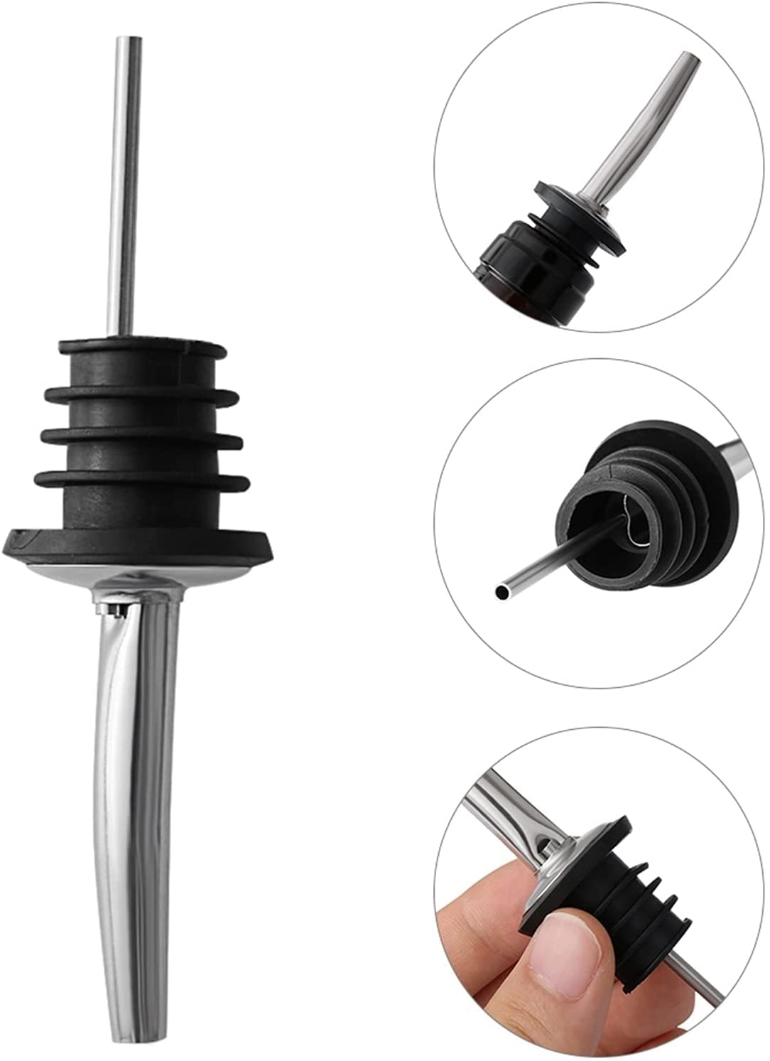 Vertedor de vino 1/3/5PCS Licor de acero inoxidable Spirit Pourer Flow Botella de vino Verter Caño Tapón de vino Cocina Comedor Restaurantes Herramientas Vino Cóctel Dispensador Inicio Bar Herramien