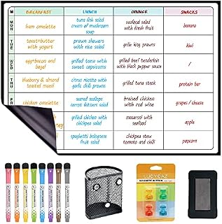 LUCYCAZ Magnetic Meal Planner for Fridge, Large A3 Family Weekly Meal Planner for fridge Whiteboard Planner Weekly Reminder Chores Board, 43x30cm
