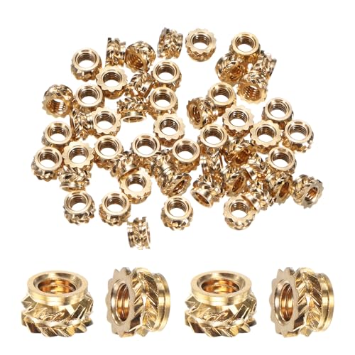 M METERXITY 50-Pack Threaded Inserts - M3 x 3mm L x 5mm OD Brass Heat Set Insert Nuts, for 3D Printing Components/Plastic Parts/Miniature Electronics Female Metric Knurled Nuts
