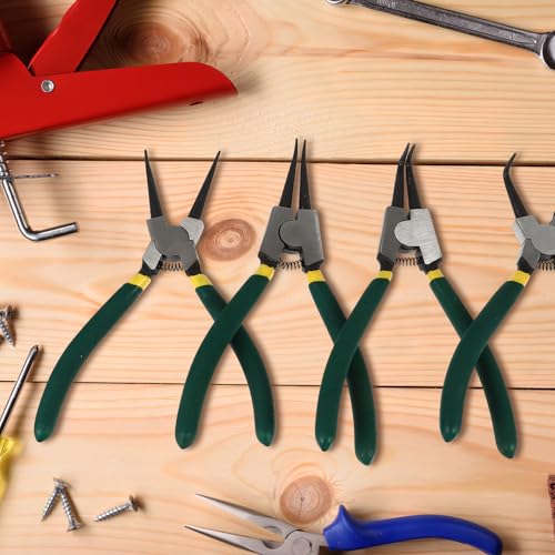 Alicates para anillos elásticos Levemolo juego de 4 circlips rectos y curvos para mecánico de coche 7