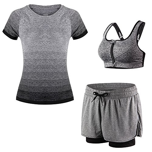 Silver_river Mujeres Sujetador Deportivo Gimnasio Chaleco De La Aptitud De Yoga Camiseta Apretada Corto Polainas Juegos Atleticos Activos