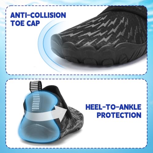 Image of Kids Water Shoes Boys Girls - Wide Toe Box Quick Dry Barefoot Shoes Breathable Non Slip Aqua Athletic Sneakers for Swim Beach Pool Kayak Hiking Sand Walking Travel Essentials (Little Kid /Big Kid)