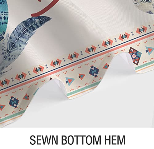 Wathon Feathers Shower Curtain Beige Aztec Tribal Design, Boho Bohemian Bathroom Decorative Curtain With Jewel Toned Feathers, Aesthetic Boho Bath Curtain Be Brave 72X72In #TOP5