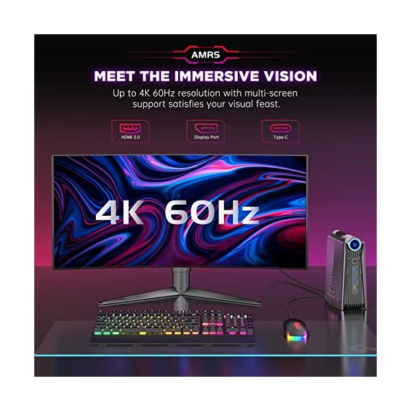 ACEMAGICIAN Mini Gaming PC AMD Ryzen 7 5700U(up to 4.30Ghz), 32GB DDR4(Dual Channel) 512GB NVMe SSD Mini Computers, 4K-Triple-Screen/WiFi6/BT5.2/RGB Lights/3 Modes Mini Desktop Pc for Gamer - Image 8