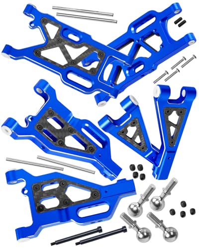RCMYou Aluminum Suspension A Arms Upgrades Part for 1/8 Typhon 6S,1/7 Felony Infraction Limitless 6S BLX,Front Upper & Front Lower & Rear Lower Suspension A Arms Hops up w/Pivot Balls,Navy Blue