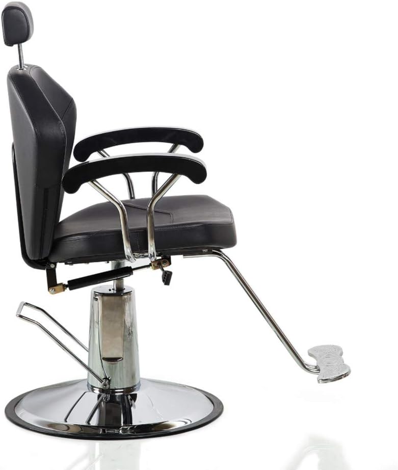 Salon Style Black Round Base 360 Degrees Rolling Swivel Barber Chairs Hair Salon Spa Barber Chair Hydraulic Reclining Salon Beauty Shampoo Equipment