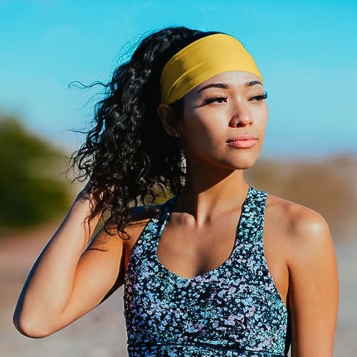 Image of Suddora Solid Color Wide Headband /Sweatband - Workout, Football, Soccer, Yoga (Gold)