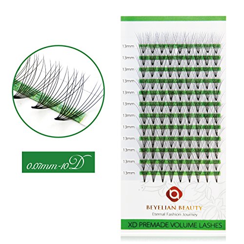 BEYELIAN Premade Ultra Volume Eyelash Extensions 10D 0.07mm 13mm C Curl Express Cluster Lash Extensions