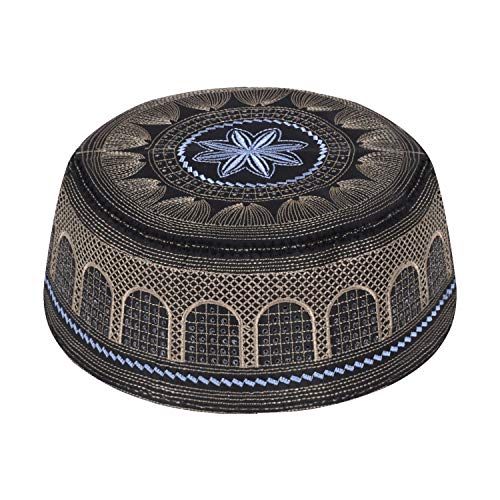 Image of Men Muslim Prayer Kufi Hat Prayer Headwear Cap Islamic Beanie Skull Cap Embroidery Kofia Topi Sun Hat