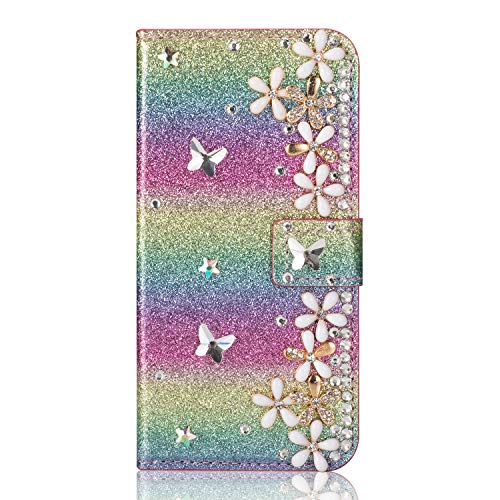 Bling Leather Wallet Compatible with Samsung A10e,Glitter Brilliant Stunning Amazing Diamond Sparkle Book Purse Stand Function Magnetic Flip Kickstand with Card Slot Holder Protective