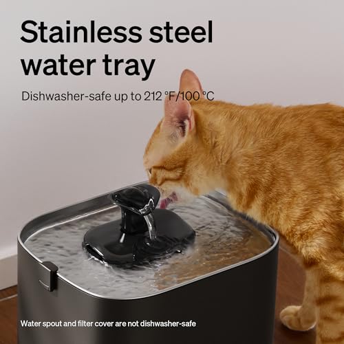 Image of PETLIBRO Upgrade Cat Water Fountain + 4 Packs Genuine Cat Fountain Filter Replacement, Dockstream 2 Smart App Monitoring 5G WiFi Auto Cat Fountain Stainless Steel Tray for Drinking, 3L /101oz
