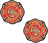 Siwenjiang 2 pcs 3' x 3' Firefighter/Fireman Patch, Fire Rescue Embroidered Iron-On or Sew-On Patches