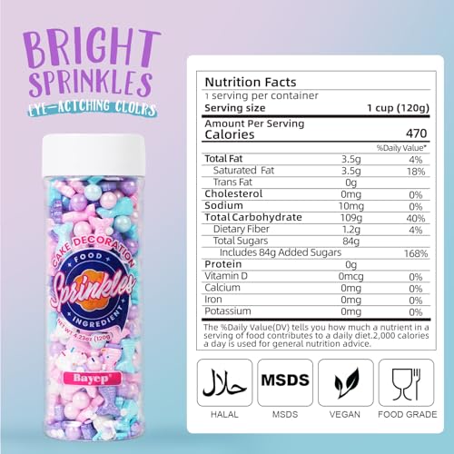 Essbare Zuckerperlen Streudeko 120g - Meerjungfrau & Muschel - Backdekoration für Kuchen, Cupcakes, Eis (Meerestiere, Ozean Deko) - Bunte Schokoladenstreusel - Hochzeit/Geburtstag/Halloween