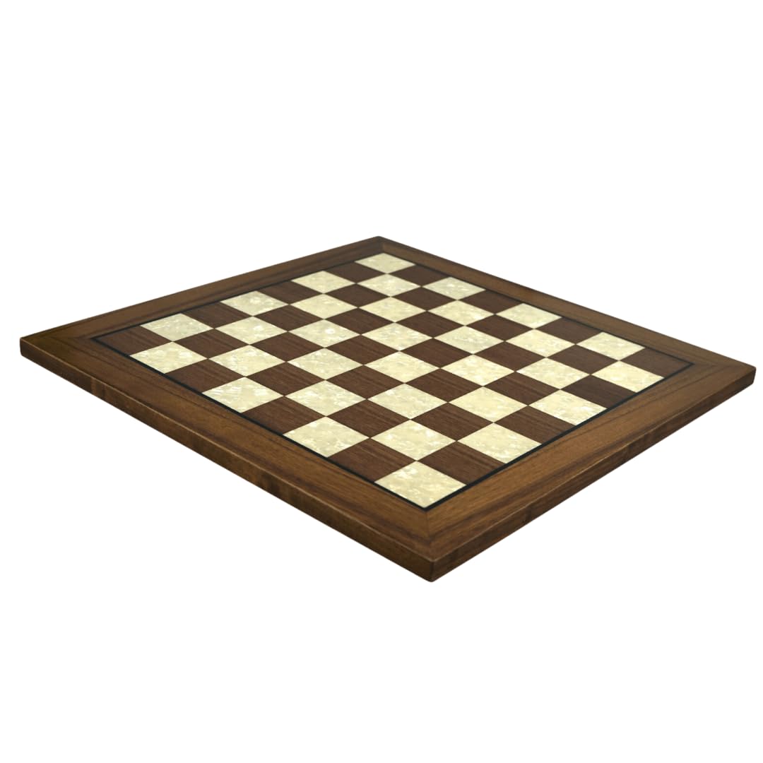 Set di scacchi in legno di noce, tavola piatta Helena in madreperla, 50,8 cm