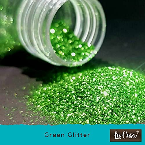 La Casa Premium Edible Glitter - GREEN | Metallic Glitter Ideal for Cake Icing Decoration & Garnishing | 9g |