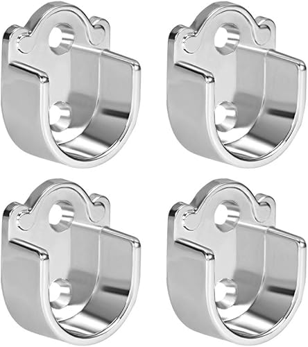 uxcell Soporte de barra de armario de aleación de zinc, 4 piezas, soporte de barra de cortina de ducha, soporte de brida de zócalos, diámetro de