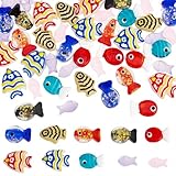 PONABEADIY 1 caja de 52 cuentas de Vidrio con Forma de Pez Y Agujero,...