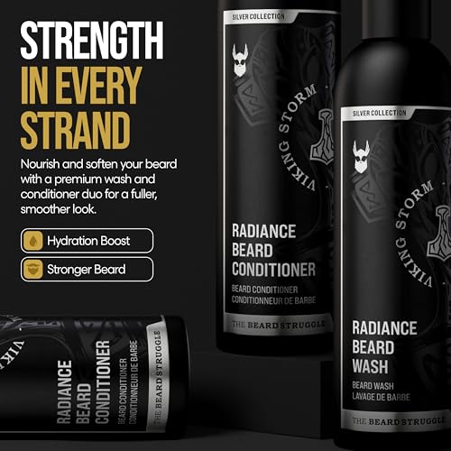 The Beard Struggle - Radiance Beard Wash & Conditioner Bundle - Silver Collection - Pack of 2, Viking Storm - Nourish, Cleanse, Softens, & Strengthens Beard - Beard Wash and Conditioner for Men - Image 3