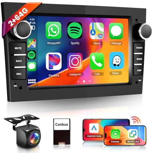 [2G+64G] for Vauxhall Corsa Astra Vivaro Zafira Car Radio Stereo with Wireless Carplay/Android Auto/GPS/WiFi, Hodozzy 7" IPS Touch Screen Car Radio Bluetooth Mirror Link FM/RDS EQ SWC Reverse Camera