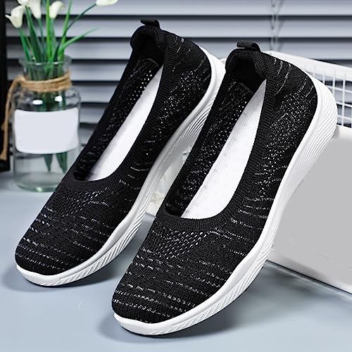 Hbeylia Women's Slip On Walking Shoes Fashion Lightweight Breathable Flying Woven Mesh Upper Casual Running Shoes Ladies Memory Foam Tennis Shoes Workout Footwear Non-Slip Gym Loafers for Work Nurse3