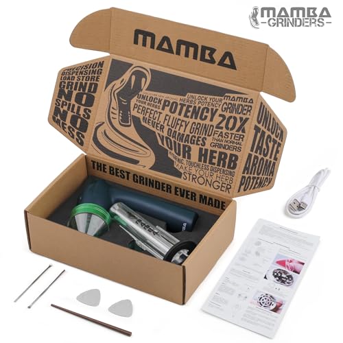 Image of Mamba XL Electric Spice Grinder, USB Rechargeable One-Hand Herb & Spice Mill with Aluminum Teeth, Portable Kitchen Grinder for Seasonings, Gray