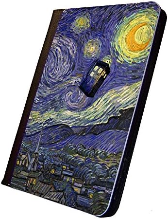 Tardis Doctor Who Vincent van Gogh, Second Edition, iPad Mini Leather Case, Cover, Black. For Apple iPad Mini Tablet. With Multi-Angle Stand Feature. Compatible with iPad mini 3, iPad Mini 2, iPad Mini.