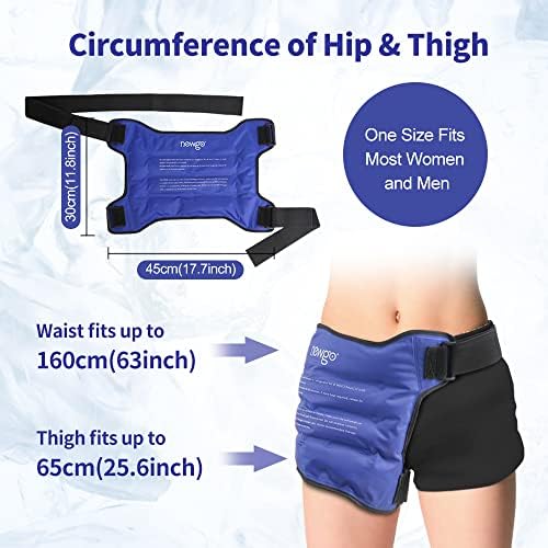 NEWGO Hip Ice Pack Wrap Reusable Hot Cold Therapy Gel Ice Pack for Hip Bursitis, Hip Replacement Surgery, Hip Flexor Pain, Swelling, Sports Injuries, Hip Pain