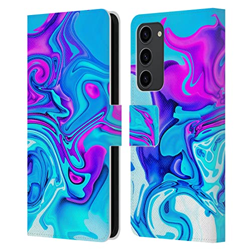 Étui portefeuille Galaxy S23+ Haroulita en cuir effet marbre liquide protecteur