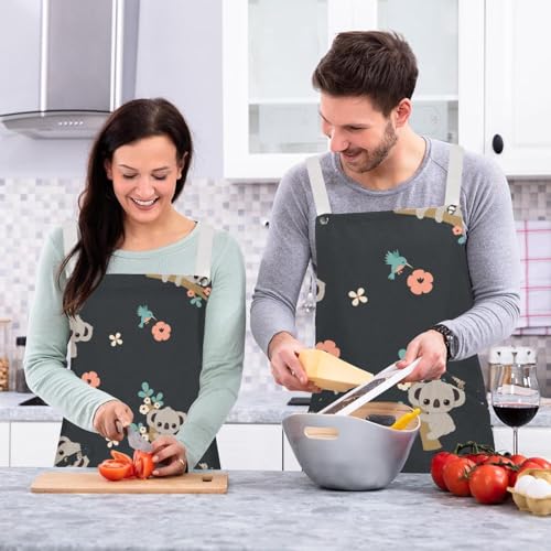 Tablier de cuisine mignon motif koala avec 4 broches utiles - 6