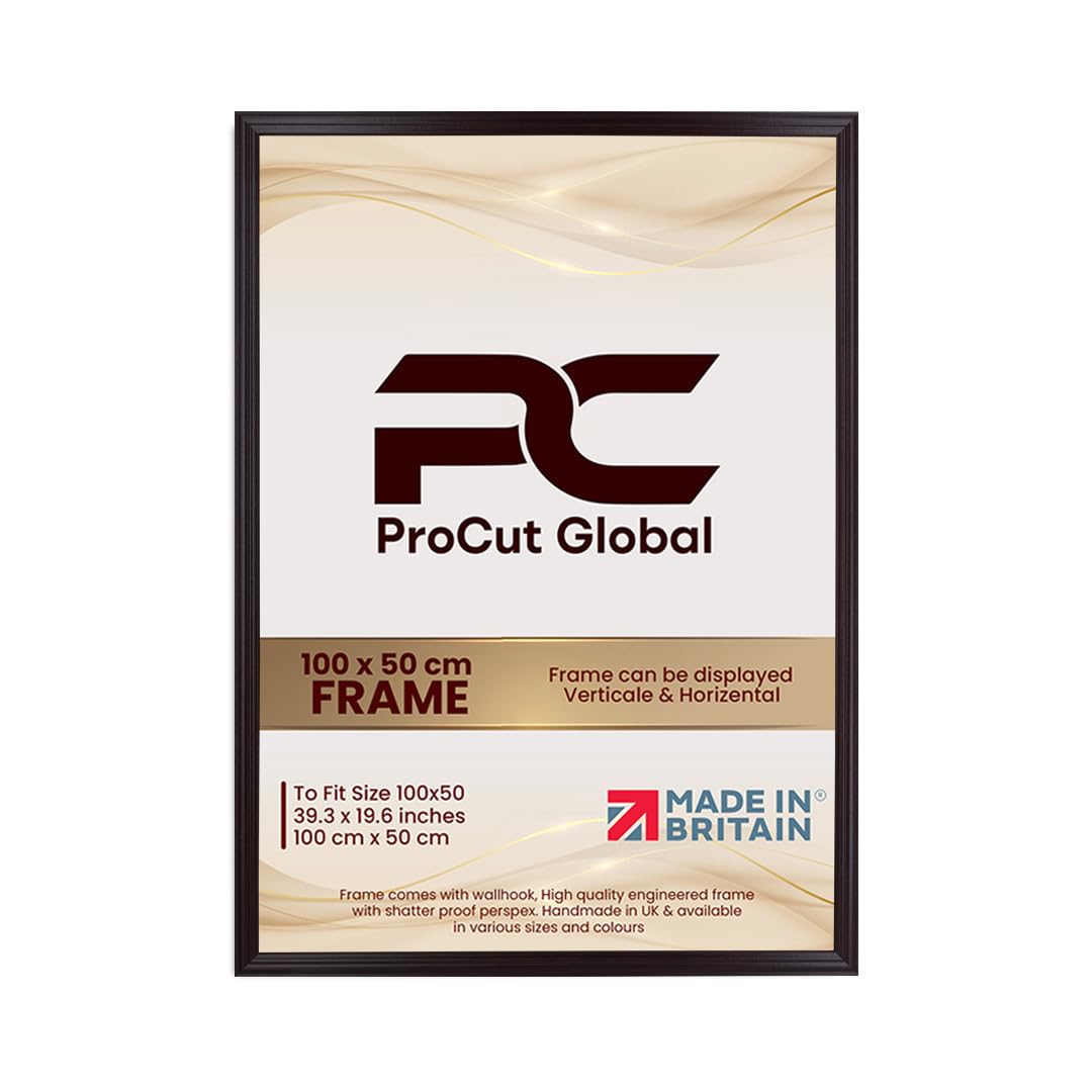 Procut Global 100x50CM Mahogany Picture Frames - Classic Wooden Photo Frame with Shatterproof Perspex for Wall or Tabletop - Perfect for Posters, Certificates & Prints - Sizes & Colors Available