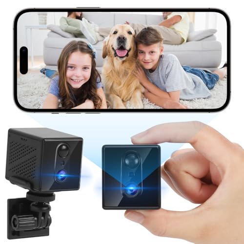Vankarr Mini Kamera, HD WLAN Überwachungskamera Innen Akku, WiFi Camera Indoor Überwachung, Live Übertragung Handy APP Sicherheitskamera mit Bewegungsmelder, 2-Wege-Audio, Nachtsicht
