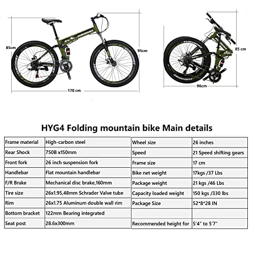 EUROBIKE Adult Folding Mountain Bike HY G4/G6 Foldable