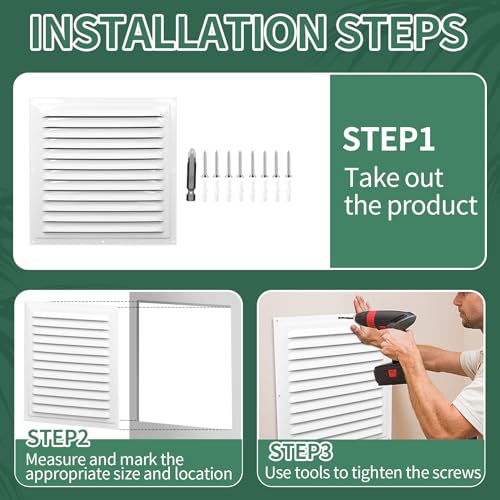 Rejillas de ventilación cuadradas de aluminio resistente de 30,5 x 30,5 cm 5