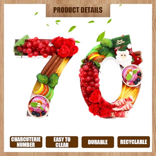 Image of 12 inch Fillable Number Paper Mache Cardboard Cutouts Sweet Charcuterie Board Tray(White, 7 Shape)