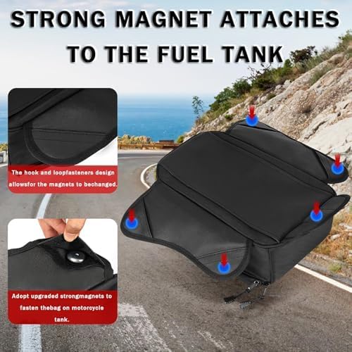 Motorcycle Tank Bag for Suzuki 750F GSX750F, Magnetic & Strap Mount Tank Bag for Motorcycles, Motorcycle Touring Navigation Luggage Bag Tank Bags, B Magnetic