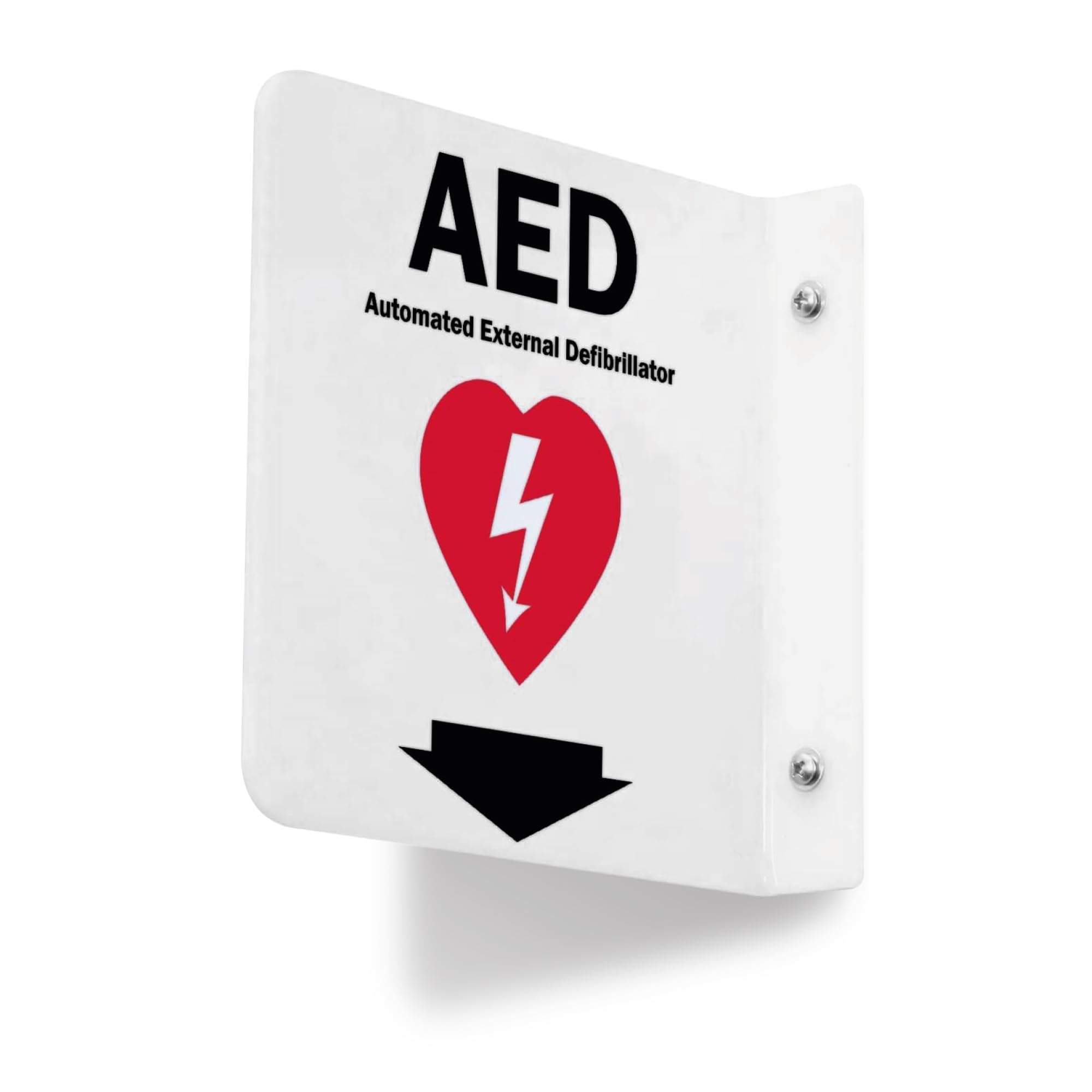 Rutdivin 6インチ x 6インチ アクリル AEDサイン、ウォールマウントAED除細動器 白と赤の突出警告サイン1個パック