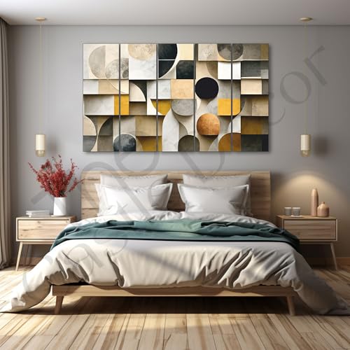 Image of The Castle Decor Abstract art painting with frame Big Size 27x48 Wall art for living room,Bedroom,Drawing room,Hotels-Wooden Framed-298