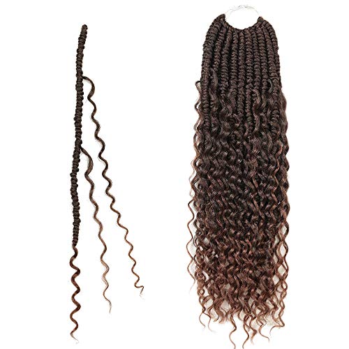 5 Pack Boho Goddess Locs Crochet Hair 18 inch river locs Braids Hair With Curly Hair in Middle and Ends faux locs Synthetic Hair Extension (18 inch, T30)
