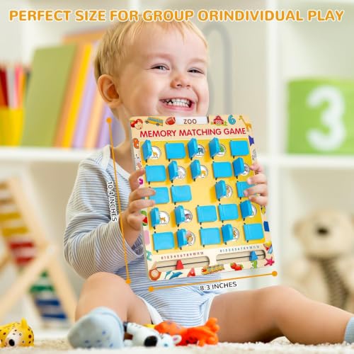 Image of Royals Hub Wooden Memory Matching Game for Kids | Educational Mind Matching Board Game with Animal, Fruit, Number & Shape Cards |Cognitive Learning, Memory Concentration Development Toy for Boys Girls