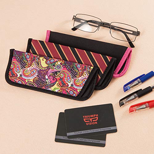 Image of TRIUMPH VISION 3 Pack Reading Glasses Pouch - Soft Eyeglasses Bag Portable Cloth Eyewear Case