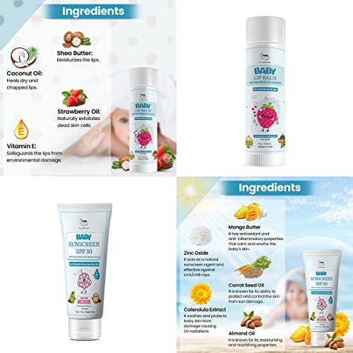 Image of TNW-THE NATURAL WASH Baby Lip Balm & Baby Sunscreen Spf 30 Cream | Protected Skin & Lips | Toxin- Free Products For Sensitive Skin, 1 Count